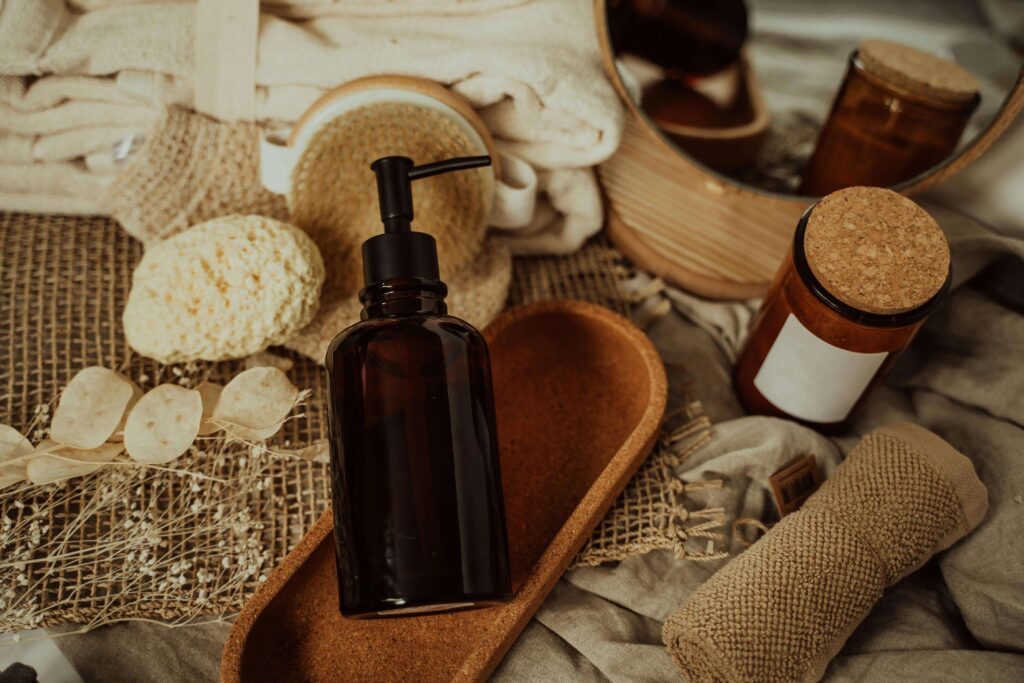 a spread of natural skincare products